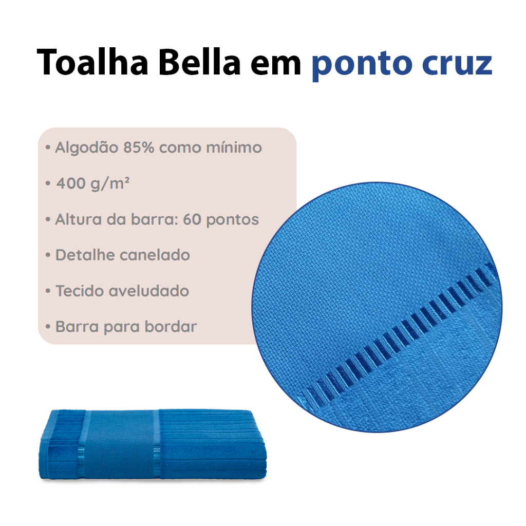 Toalha de Banho para Bordar Ponto Cruz Do...