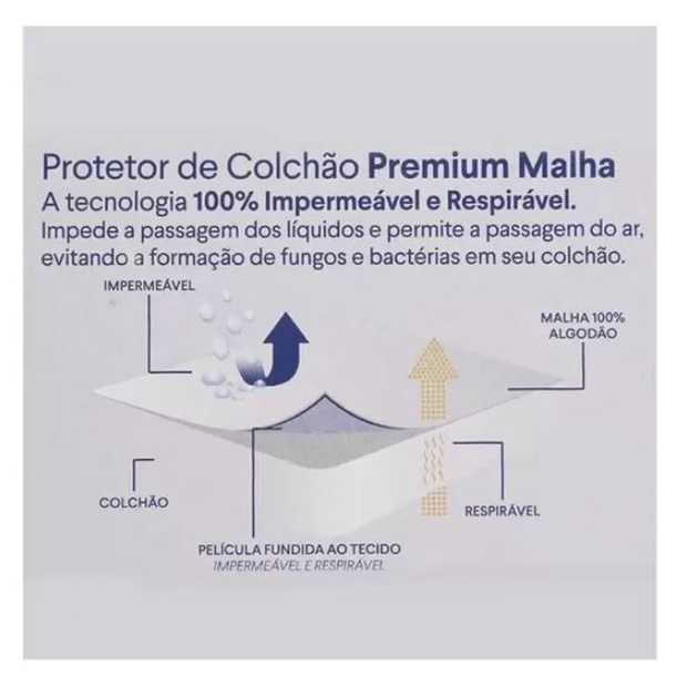 Capa Protetor de Colchão Malha Impermeáve...